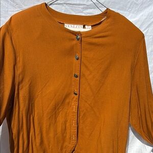 Venezia Orange Button-Up Blouse